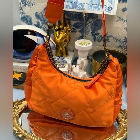 🆕 KURT GEIGER LONDON 🧿 NWOT Recycled Nylon Multi Crossbody Bag, Bright Orange - Picture 5 of 13